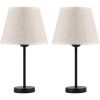 Set of 2 - Bedside Table Lamp with Cream Linen Shade and Black Base