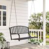 Modern Farmhouse Antique Black 2-Person Metal Outdoor Hanging Porch Swing