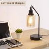 Set of 2 - Classic Black Edison-Style Dimmable USB Table Lamp with LED Bulbs