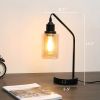 Set of 2 - Classic Black Edison-Style Dimmable USB Table Lamp with LED Bulbs