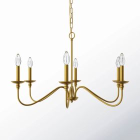 30-inch Traditional 6-Light Dimmable Chandelier in Brass Finish