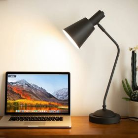 Black Gooseneck Dimmable Table Lamp Desk Light with Touch Control and USB