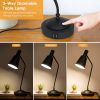Black Gooseneck Dimmable Table Lamp Desk Light with Touch Control and USB