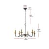 30-inch Traditional Dimmable 6-Light Chandelier in Black/Brass Finish