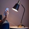 Black/Gold Mid-Century Modern Gooseneck Dimmable Touch Control USB Table Lamp