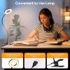 Clip-On Gooseneck Desk Lamp with LED Ring Light in Black