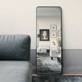 Black 60-inch Full Length Floor Mirror with Stand and Wall Mount Holes
