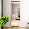 Black 60-inch Full Length Floor Mirror with Stand and Wall Mount Holes