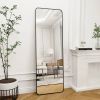 Black 60-inch Full Length Floor Mirror with Stand and Wall Mount Holes