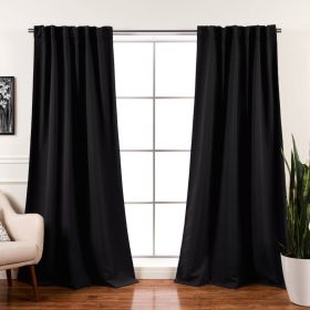52 x 96 inch Solid Black Thermal Blackout Curtain Panels - Set of 2