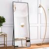 Black 64-inch Full Length Floor Mirror with Stand and Wall Mounting Holes