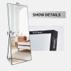 Black 64-inch Full Length Floor Mirror with Stand and Wall Mounting Holes