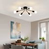 Black Mid-Century Modern 6-Light Flush Mount Sputnik Ceiling Light