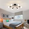 Black Mid-Century Modern 6-Light Flush Mount Sputnik Ceiling Light