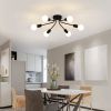 Black Mid-Century Modern 6-Light Flush Mount Sputnik Ceiling Light