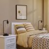Set of 2 - Farmhouse Bedside Table Lamp Black Desk Light with USB Charging Ports