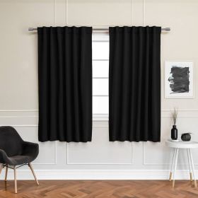 52 x 54 inch Solid Black Thermal Blackout Curtain Panels - Set of 2