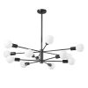 Black 33-inch Modern 12-Light Dimmable Sputnik Chandelier Lamp