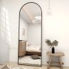 Black 64-inch Full Length Arched Floor Mirror with Stand and Wall Hanging Screws