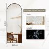 Black 64-inch Full Length Arched Floor Mirror with Stand and Wall Hanging Screws