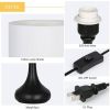 Set of 2 - Classic Black Metal Table Lamp with White Linen Drum Shade