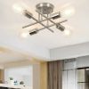 4-Light Modern Flush Mount Sputnik Ceiling Light Fixture in Brushed Nickel