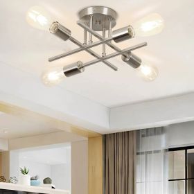 4-Light Modern Flush Mount Sputnik Ceiling Light Fixture in Brushed Nickel