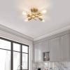 4-Light Flush Mount Modern Sputnik Ceiling Light Fixture in Brass Finish