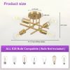 4-Light Flush Mount Modern Sputnik Ceiling Light Fixture in Brass Finish