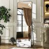 Black 65-inch Full Length Floor Mirror with Stand and Wall Mount Holes