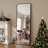 Black 65-inch Full Length Floor Mirror with Stand and Wall Mount Holes