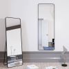Black 65-inch Full Length Floor Mirror with Stand and Wall Mount Holes