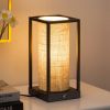 Set of 2 - Modern Japanese Style USB Table Lamp with Beige Linen Shade