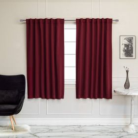 52 x 63 inch Solid Burgundy Red Thermal Blackout Curtain Panels - Set of 2