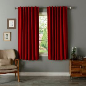 52 x 72 inch Solid Red Thermal Blackout Curtain Panels - Set of 2