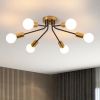Mid-Century Modern Flush Mount Sputnik Ceiling Light in Coffee Gold Finish