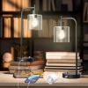 Set of 2 - Modern Stylish Black Metal Arch USB Table Lamp with LED Bulbs