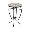 Round Mosaic Tile Bistro Style Outdoor Patio Table with Metal Base