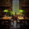 Traditional Bankers Desk Lamp Table Light with Green Glass Shade and USB Ports