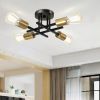Gold/Black 4-Light Modern Flush Mount Sputnik Ceiling Light Fixture