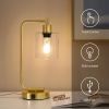 Set of 2 - Gold Farmhouse Bedside Table Lamp Desk Light with USB Charging Ports