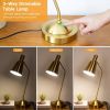 Gold Gooseneck Dimmable Desk Lamp with Touch Control and USB Charging Ports