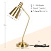 Gold Gooseneck Dimmable Desk Lamp with Touch Control and USB Charging Ports