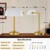 Vintage USB Bankers Lamp Desk Light with Gold Base and White Shade