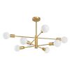 Mid-Century Modern Dimmable 8-Light Sputnik Chandelier in Gold