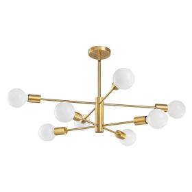Mid-Century Modern Dimmable 8-Light Sputnik Chandelier in Gold
