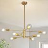 Mid-Century Modern Dimmable 8-Light Sputnik Chandelier in Gold