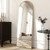Gold 58-inch Full Length Arched Floor Mirror with Stand and Wall Hanging Screws