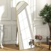 Gold 58-inch Full Length Arched Floor Mirror with Stand and Wall Hanging Screws