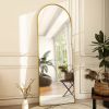 Gold 64-inch Full Length Arched Floor Mirror with Stand and Wall Hanging Screws